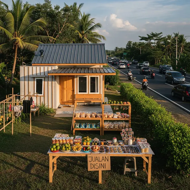 9 Model Rumah Desa Pinggir Jalan dengan Toko Kecil, Usaha Produktif di Pedesaan
