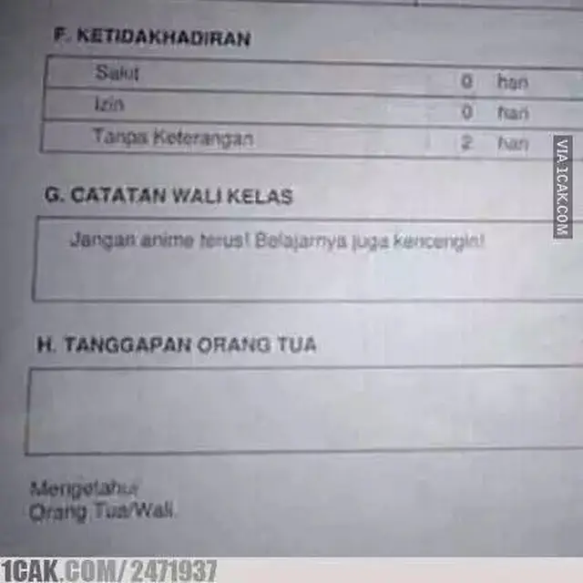6 Catatan Wali Kelas di Rapor Siswa Ini Bikin Senyum Tipis