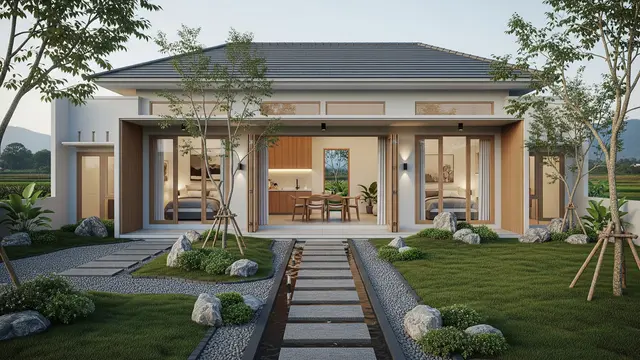 Desain Rumah Minimalis Estetik dengan Taman Kecil Ala Jepang, Cocok untuk Pasangan Baru Nikah Model