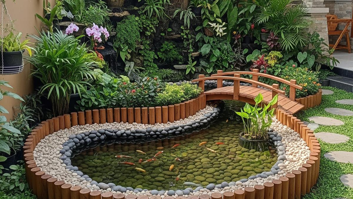 9 Ide Memadukan Kolam Ikan dan Taman Mungil agar Aman untuk Anak-anak