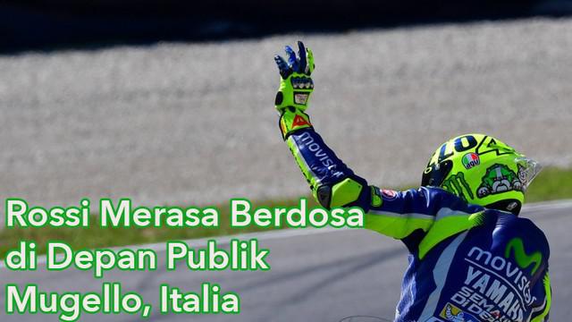 Valentino Rossi merasa berdosa karena gagal finis akibat kerusakan motor di depan publik pecintanya di Mugello, MotoGP Italia pada Minggu (22/5/2016). 