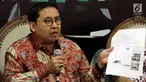 Anggota MPR Fraksi Gerindra, Fadli Zon saat menjadi narasumber diskusi Empat Pilar MPR di Jakarta, Jumat (5/10). Diskusi itu mengambil tema "Ancaman Hoax dan Keutuhan NKRI". (Liputan6.com/JohanTallo)