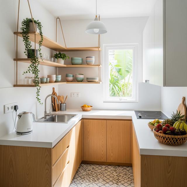 9 Model Dapur Rumah Kecil 1,5x1,5 Meter dengan Rak Sudut Gantung, Solusi Efisien