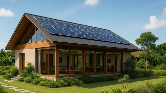 Rumah Ramah Lingkungan dengan Panel Surya yang Inovatif/via ChatGPT