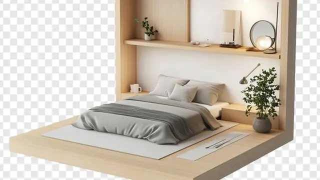 Model Dipan Kayu dengan Lemari Penyimpanan Terbuka dan Meja Lampu/Freepik