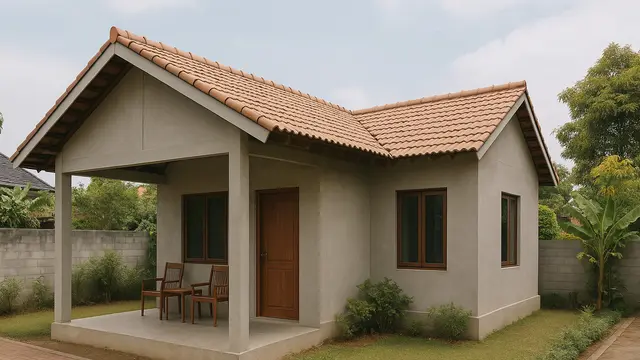 Model Rumah Sederhana dari Batako dengan Atap Pelana/Ilustrasi gambar AI