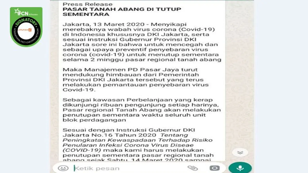 Gambar Tangkapan Layar Pesan Berantai di Aplikasi WhatsApp