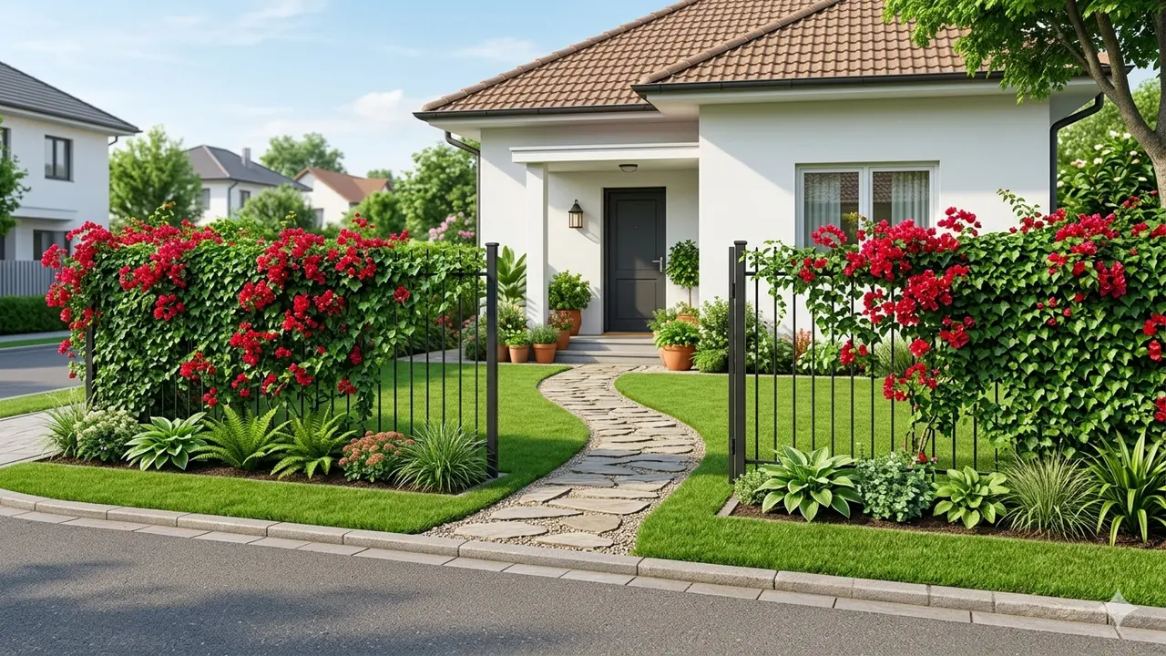 Ide Desain Halaman Rumah dengan Tanaman Rambat Biar Jadi Taman Tersembunyi. Gemini
