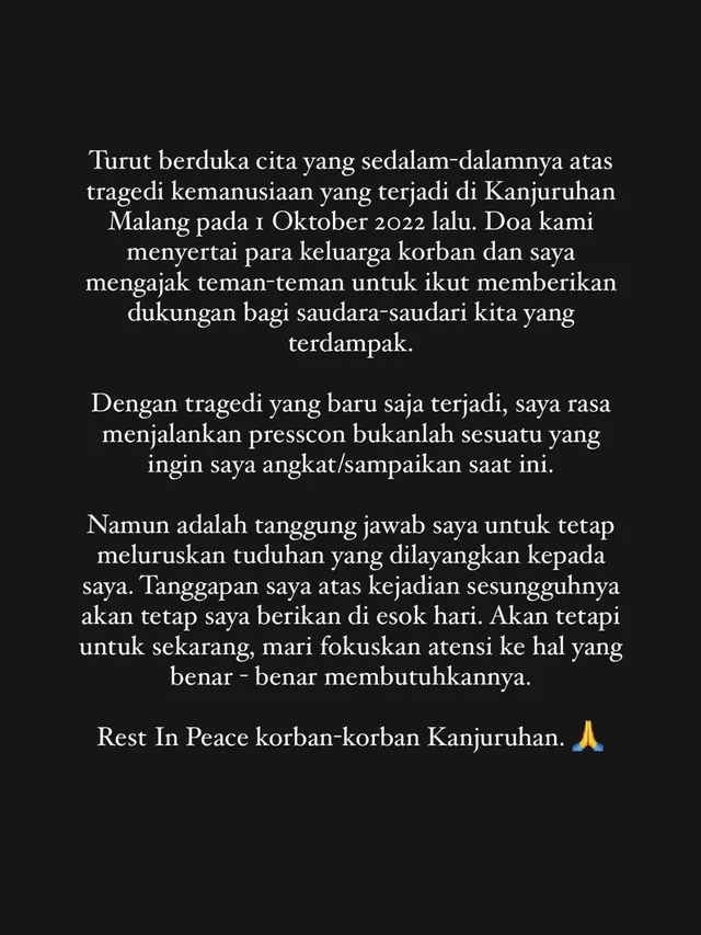 Chandra Liow Batalkan Preskon Terkait Tudingan Lakukan Kekerasan Demi Hormati Korban Tragedi Kanjuruhan