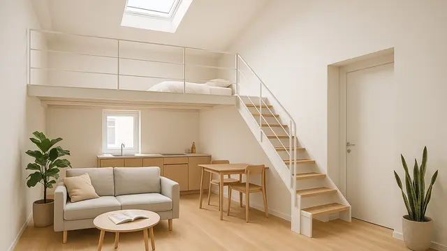 Inspirasi Rumah 4×3 Minimalis Mezzanine Hemat Biaya di 2025/Ilustrasi gambar AI