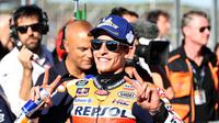 Marc Marquez keluhkan motor Honda yang dipakainya saat tes pasca balapan di Valencia pada Selasa (8/11/2022) lalu (AFP)