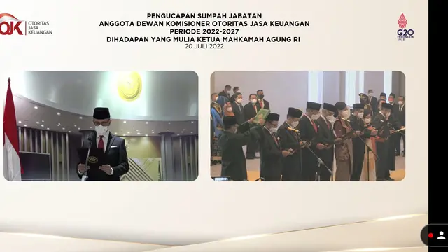 Mahkamah Agung (MA) resmi melantik Anggota Dewan Komisioner Otoritas Jasa Keuangan (OJK) yang baru periode 2022-2027