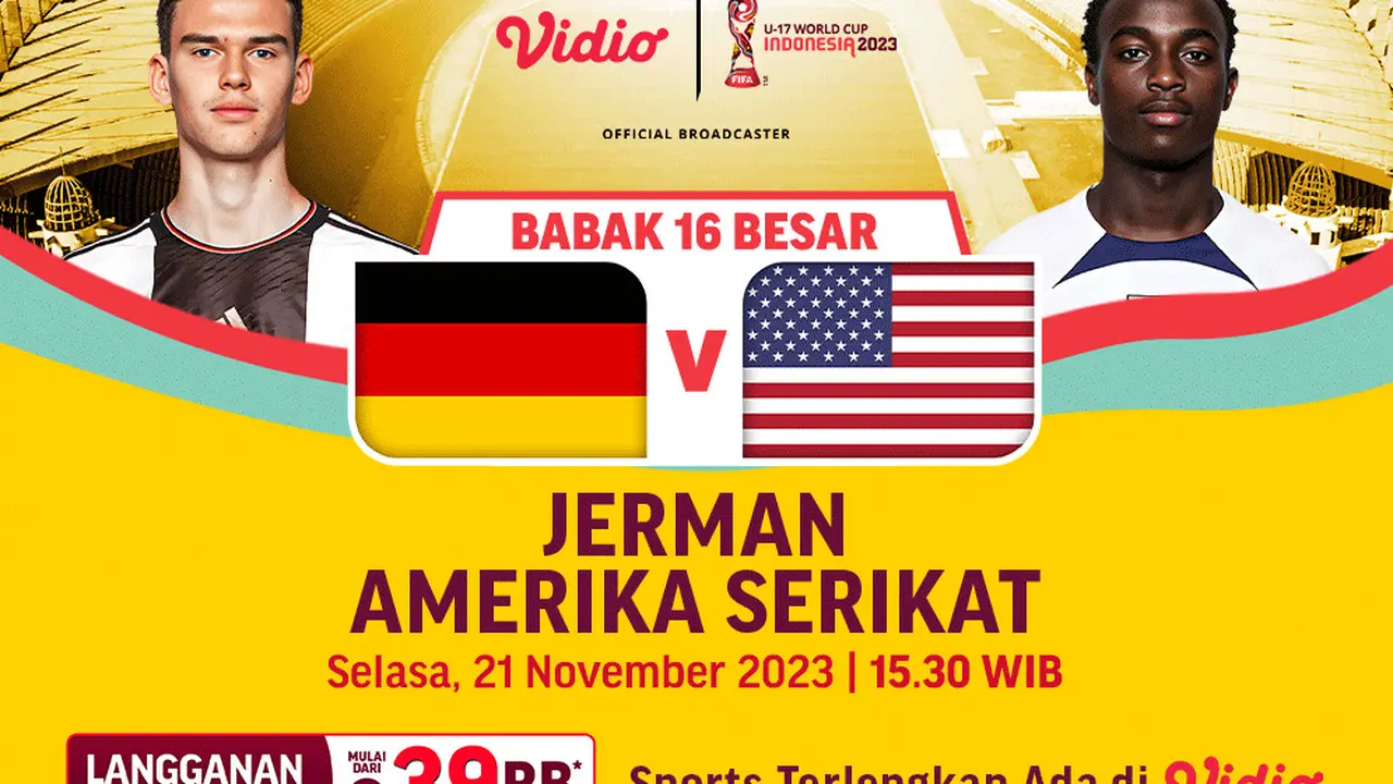Siaran Langsung Piala Dunia U-17 Big Match: Jerman vs Amerika di Vidio