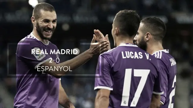 Video highlights La Liga antara Real Madrid melawan Espanyol yang berakhir dengan skor 2-0, Senin (19/9/2016) dinihari WIB