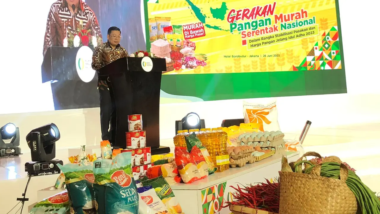 Gerakan Pangan Murah (GPM) Serentak Nasional di 342 titik di 301 kabupaten kota di seluruh Indonesia, dalam rangka pengendalian harga pangan jelang Idul Adha 2023.