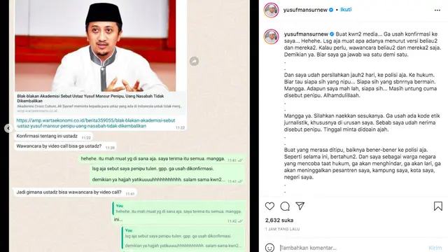 Disebut Penipu, Ustaz Yusuf Mansur: Silakan Hujat Saya dan Hadirkan Bukti, Saya Ikhlas