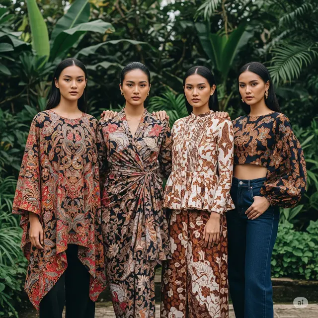 Model Baju Batik Wanita Lengan Panjang. Foto: Gemini