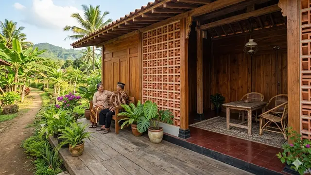 Kombinasi Roster dan Kayu untuk Rumah Desa yang Estetik dan Nyaman
