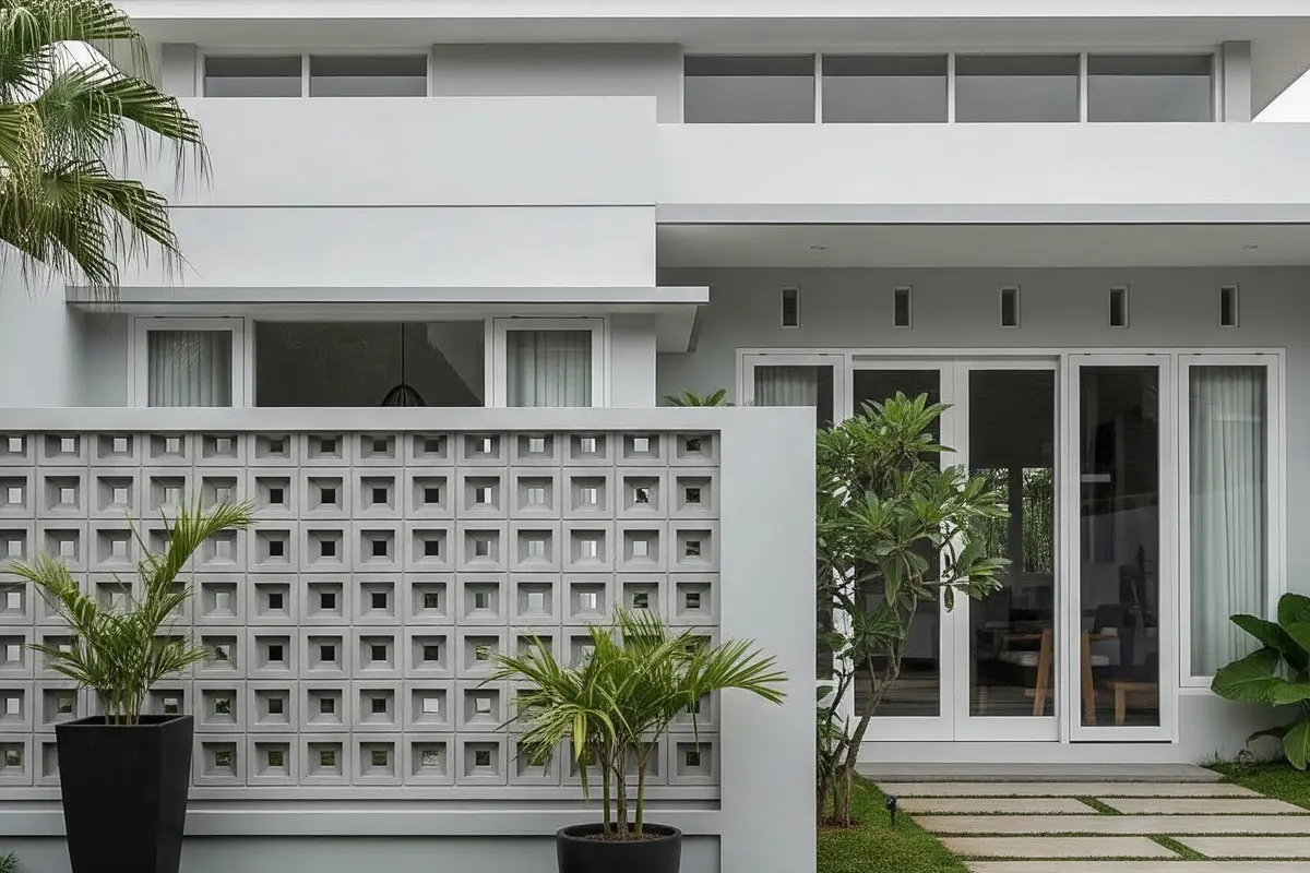 Model Pagar Beton Cor dengan Bukaan Roster