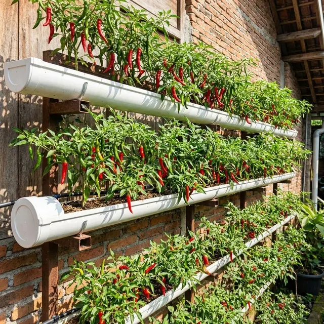 Ide Kebun Cabai Di Talang Air PVC Sistem Memanjang