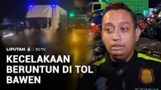 Truk yang mengalami rem blong memicu kecelakaan beruntun di exit tol Bawen, Semarang, Jawa Tengah pada Selasa malam. Akibatnya delapan orang terluka.