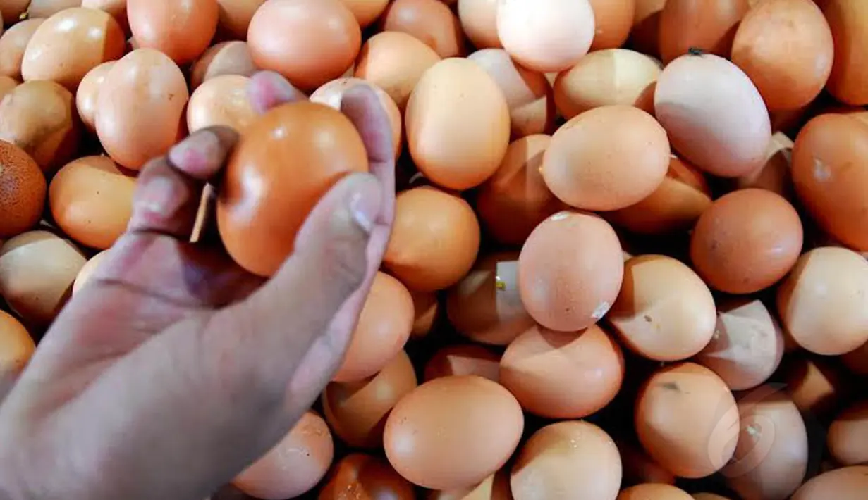 Terjadi kenaikan harga telur sebesar Rp 4.000 pada Rabu (04/06/14) (Liputan6.com/Miftahul Hayat) 