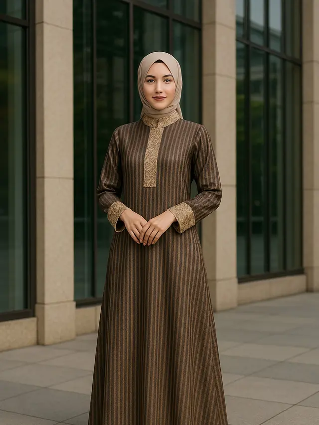 Gamis Lurik Kombinasi Brokat Tren Terbaru