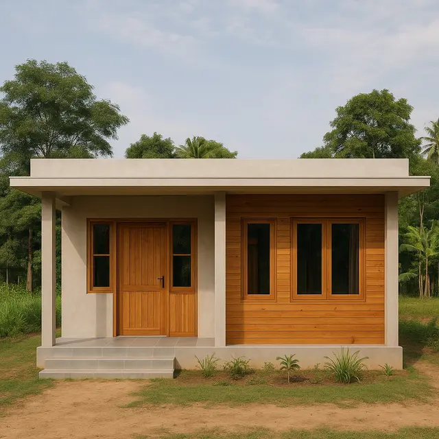 Gambar Rumah Sederhana Ukuran 6x9 di Kampung dengan Atap Datar