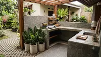 10 Desain Dapur Terbuka dengan Taman Kering Anti Ribet, Masak Jadi Lebih Seru