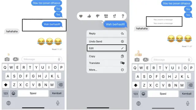 Menghapus pesan di iMessage