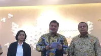Menteri Koordinator Bidang Perekonomian Airlangga Hartarto, dalam konferensi pers Hasil High Level Meeting (HLM) Tim Pengendalian Inflasi Pusat (TPIP), di kantor Kementerian Perekonomian, Jakarta, Senin (29/1/2024).