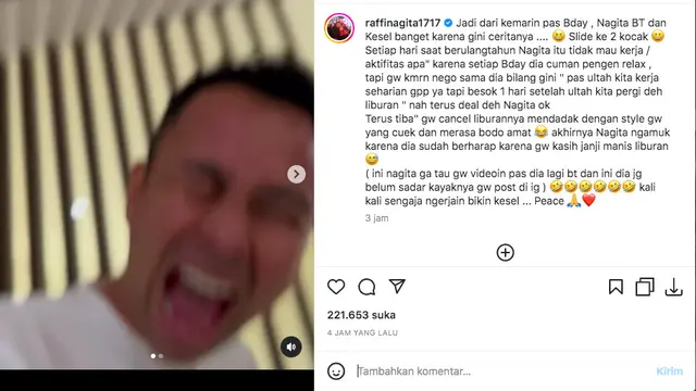 Raffi Ahmad Prank Nagita Slavina Sampai Nangis-Nangis, Pura-Pura Batalkan Janji Liburan Setelah Ulang Tahun