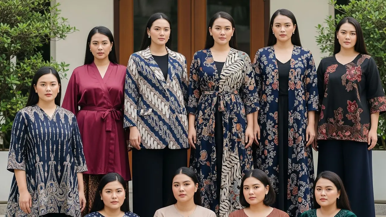Model Baju Batik Kombinasi Kain Polos untuk Wanita Gemuk