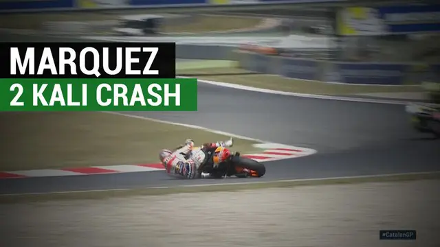 VIDEO: Momen Marquez Jatuh 2 Kali di Kualifikasi MotoGP Catalunya