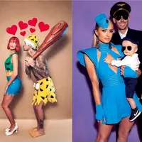 Super gemas! Pasangan Justin Bieber dan Hailey Biber kompak pakai kostum ala Pebbles dan Bamm-Bamm dari kartun klasik The Flintstones. [@justinbieber]