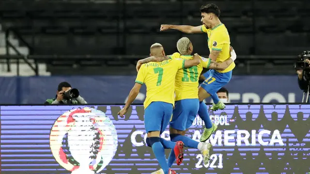 FOTO: Cetak Gol Semata Wayang, Lucas Paqueta Bawa Brasil ke Semifinal Copa America 2021