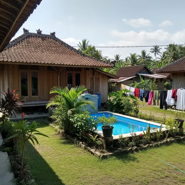 9 Contoh Rumah di Kampung Tapi Punya Kolam Renang Mini, Hunian Asri dan Modern