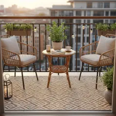 Desain Balkon Mini Ala Kafe Kecil (Image by Gemini AI)