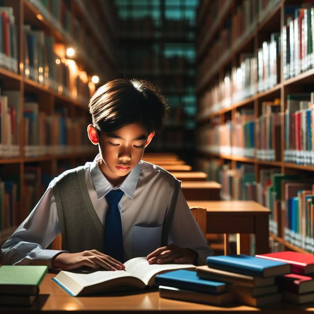 Siswa membaca buku di perpustakaan