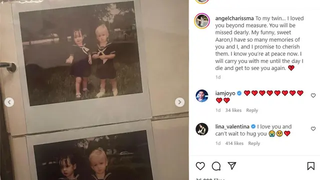 Unggahan Angel Carter Conrad, saudari kembar Aaron Carter. (Instagram/ angelcharissma)