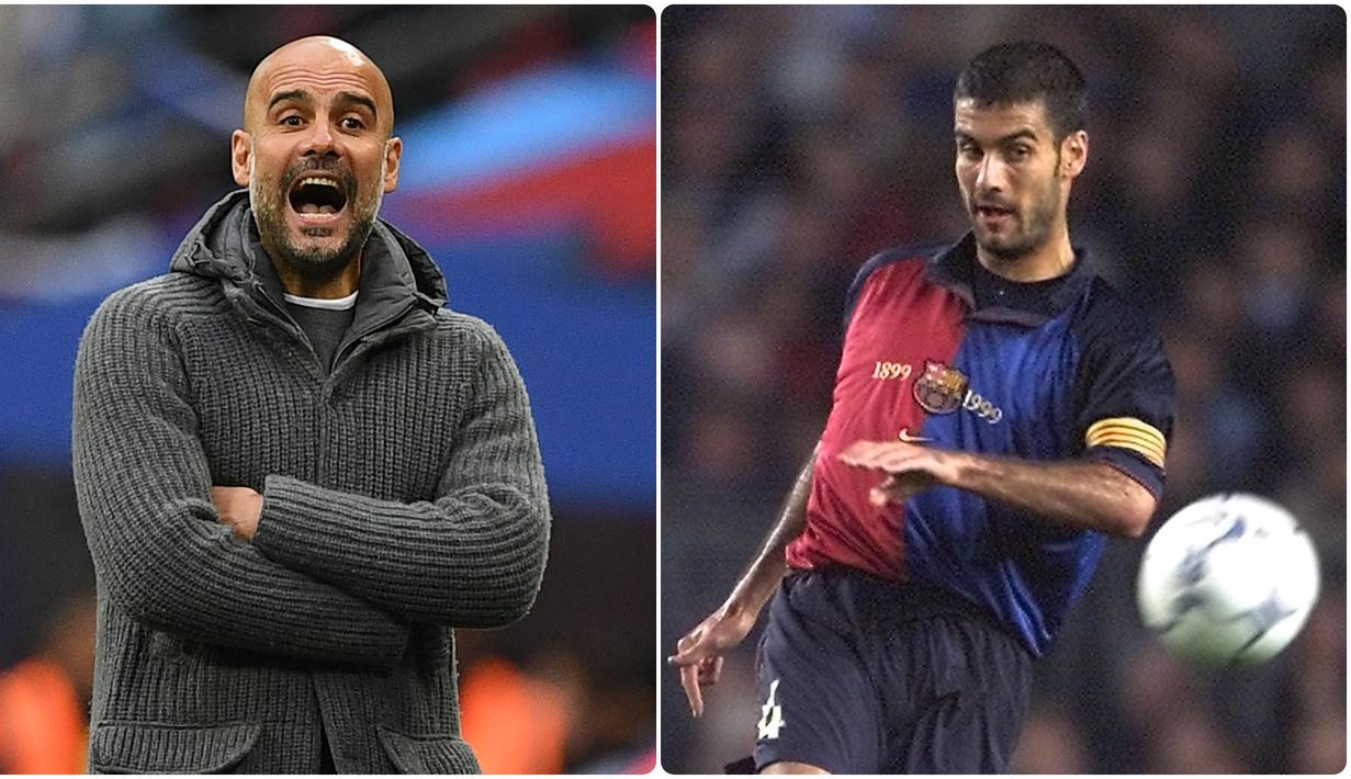 Berikut pesona Pep Guardiola ketika masih menjadi pemain. (kolase foto AFP)