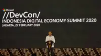 Presiden Joko Widodo berpidato di konferensi Indonesia Digital Economy Summit 2020. Liputan6.com/Agustinus Mario Damar