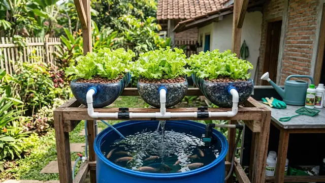 Cara Membuat Aquaponik dari Galon Bekas untuk Menanam Selada dan Memelihara Ikan di Rumah (AI Generated)