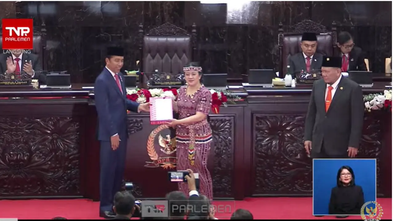 Presiden Joko Widodo (Jokowi) pada Penyampaian Keterangan Pemerintah Atas RUU APBN Tahun Anggaran 2024 beserta Nota Keuangan. (Photo dok. Youtube DPR RI)