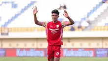 Ramadhan Sananta tidal melakukan selebrasi usai mencetak gol ke gawang mantan klubnya, PSM Makassar pada lanjutan pertandingan kedua group A Piala Presiden 2024 antara Persis Solo melawan PSM Makassar pada Senin (21/7/2024). (Bola.com/Abdul Aziz)