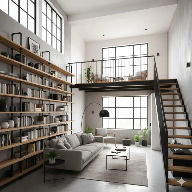 Rumah Mezzanine dengan Konsep Industrial Modern. Gemini