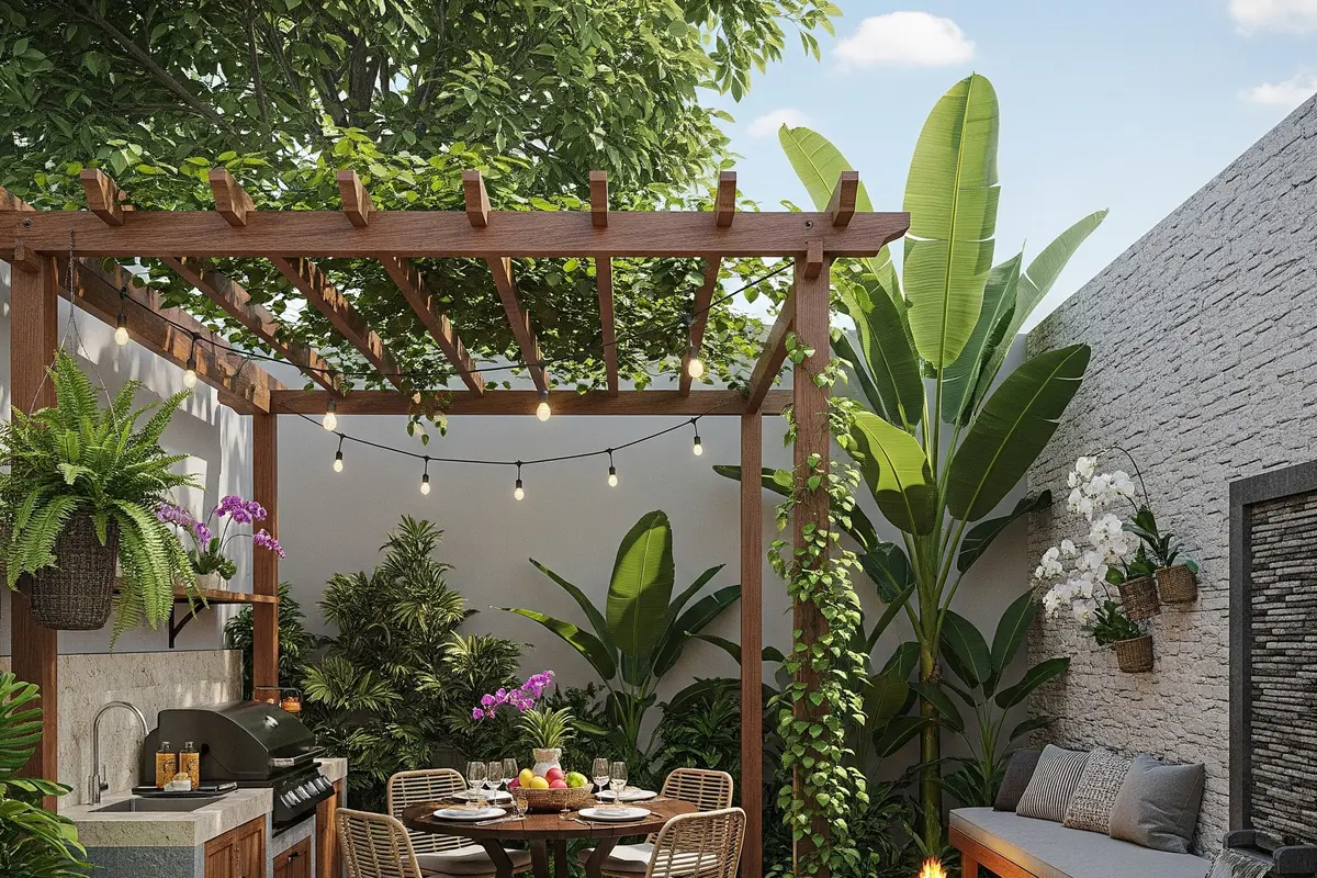Inspirasi Halaman Belakang Rumah Kecil Tapi Multifungsi untuk Tempat Makan Outdoor
