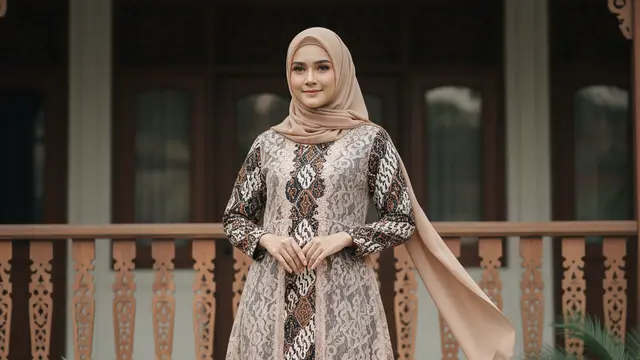 Gamis Batik Brokat Cocok Acara Outdoor