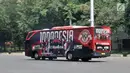 Bus bus baru Timnas Indonesia saat diluncurkan di Gelora Bung Karno (GBK), Jakarta, Minggu (22/7). (Merdeka.com/Iqbal Nugroho)