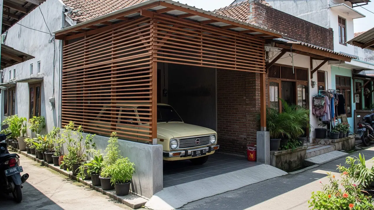 Inspirasi Carport untuk Rumah Hook di Perkampungan